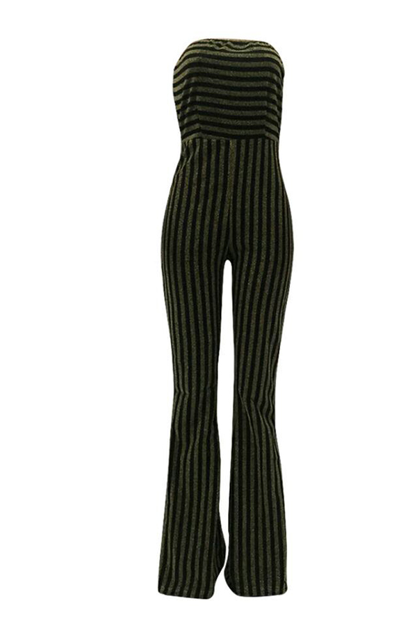 Sexy Strapless Striped Green Polyester One-piece Jumpsuits от Lovelywholesale WW