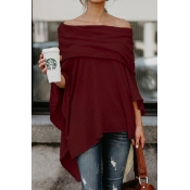 Lovely Sexy Dew Shoulder Asymmetrical Wine Red Ble