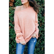 Lovely Leisure Round Neck Pink Cotton Blends T-shi