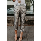Lovely Fashionable Mid Waist Rose Silver Polyester