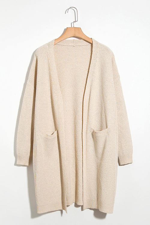 

Lovely Euramerican Long Sleeves Pocket Design Apricot Acrylic Cardigans