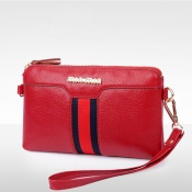Fashion Zipper Design Red PU Clutches Bags