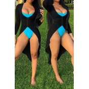 Sexy V Neck See-Through Black Polyester Cover-Ups(