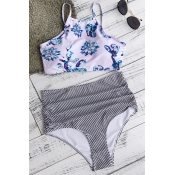 Lovely Sexy Printed White Polyester Two-piece Swim