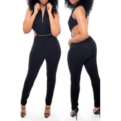 Lovely Sexy Mandarin Collar Backless Zipper Black 