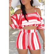 Lovely Sexy Spaghetti Strap Sleeveless Striped Red