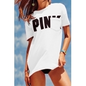 Lovely Casual Round Neck Short Sleeves Letters Pri