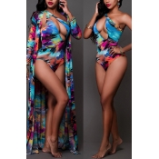 LovelySexy Printed Hollow-out Qmilch Swimwear（Two-
