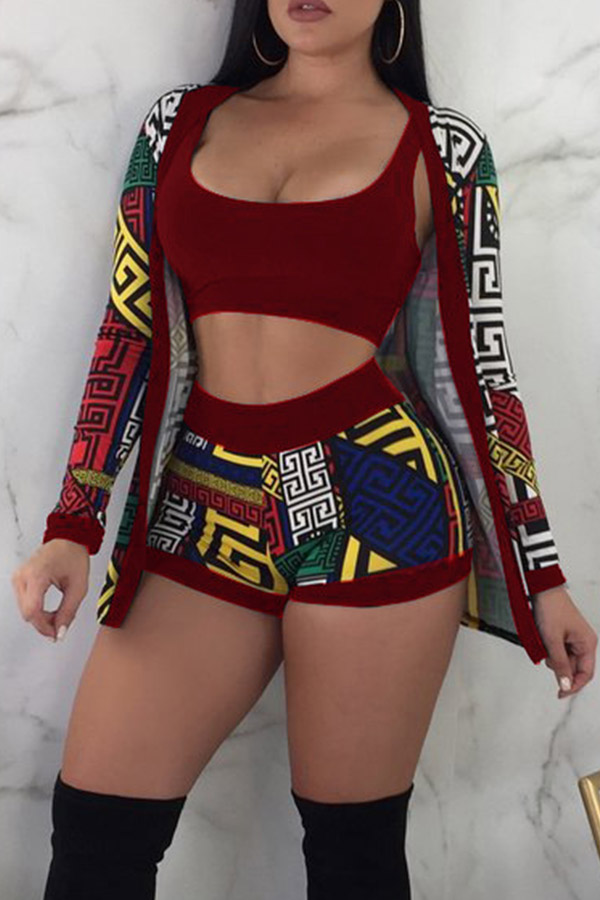 

Lovely Euramerican Printed Three-piece Shorts Set
