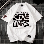 Lovely Casual Round Neck Letter Printed White Cott