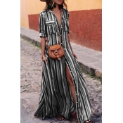 Lovely Fashion Turndown Collar Colorful Striped Bl