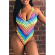 Lovely Euramerican Striped Milk Fiber One-piece Sw