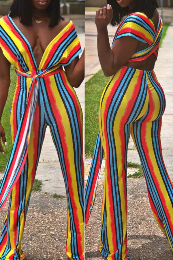 

Lovely Casual Striped Multicolor Qmilch One-piece Jumpsuit, Multi