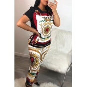 Lovely Leisure Printed Multi Two-piece Pants Set