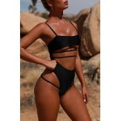Lovely Casual Hollow-out Black One-piece Swimwear