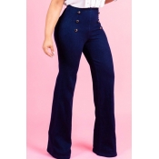 LovelyCasual Flared Legs Blue Jeans (With Zipper I