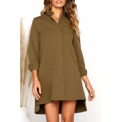 Lovely Fashion Long Sleeves Buttons Design Khaki C