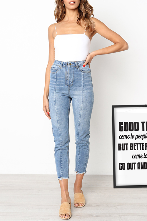 

Lovely Casual High Waist Blue Jeans