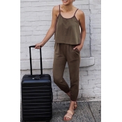 Lovely Casual Layered Coffee Qmilch One-piece Jump