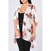 Lovely Casual Half Sleeves Floral Printed White Ch