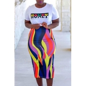 Lovely Euramerican Letters Printed Multicolor Two-