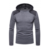 Lovely Casual Patchwork Light Grey Cotton Hoodies