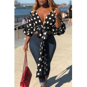 Lovely Casual Dots Printed Black Shirts