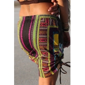 Lovely Ethnic Printed Beach Brown Mini Skirts