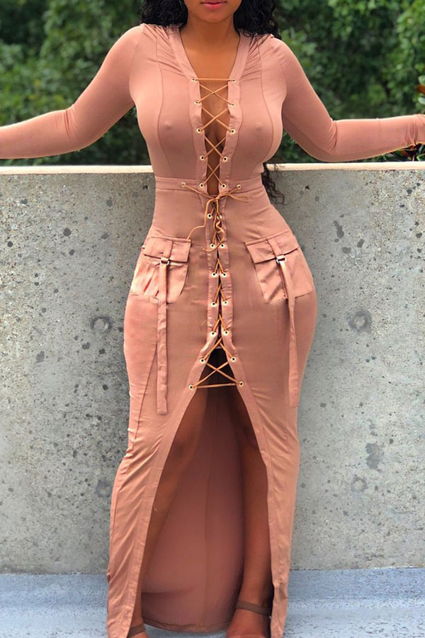 

Lovely Vogue Bandage Design Blending Skin-color Floor Length Dress