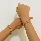 Lovely Casual Shell Shape Golden Metal Bracelet