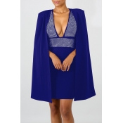 Lovely Elegant Cloak Design Blue Two-piece Skirt S