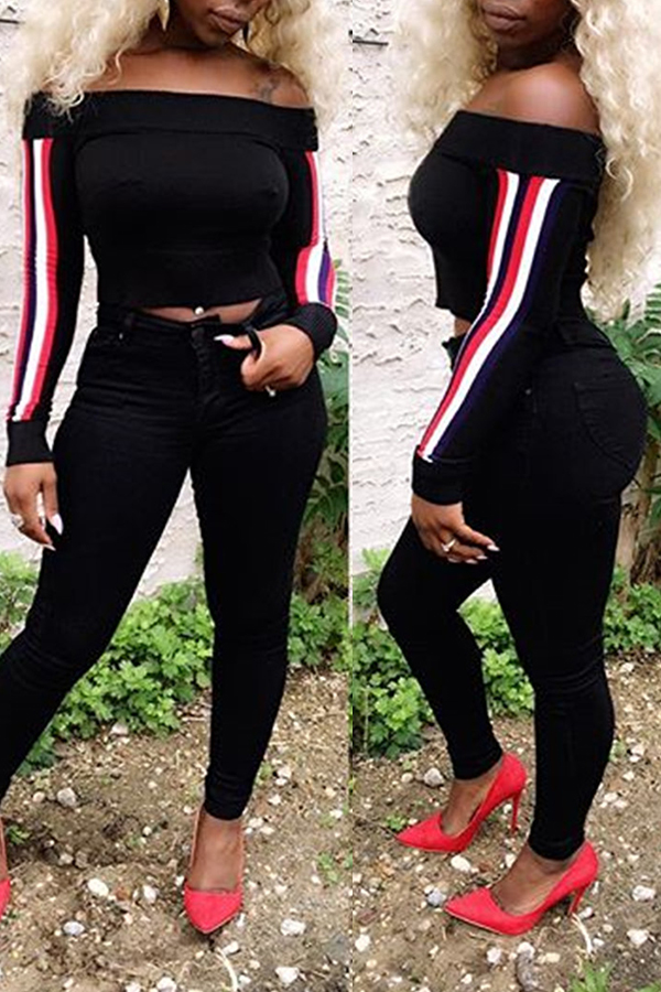

Lovely Casual Long Sleeves Patchwork Short Black Hoodies