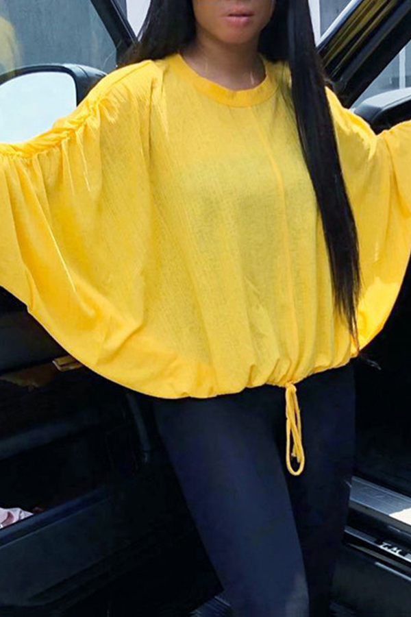 

Lovely Fashion Batwing Sleeves Yellow Blouses
