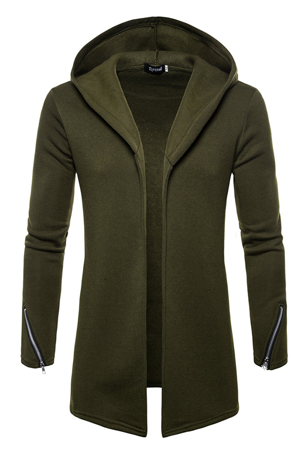 Lovely Casual Hooded Collar Green Cardigan Hoodies