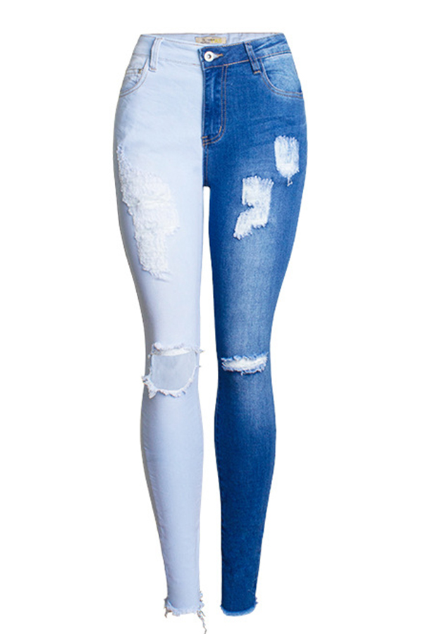 patchwork blue jeans