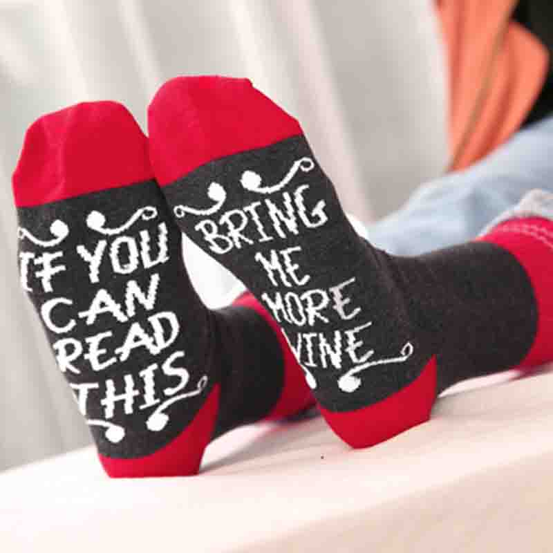 Lovely Euramerican Letters Black Acrylic Socks