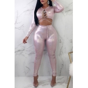 Lovely Sexy Hollowed-out Pink One-piece Jumpsuit