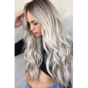 Lovely Euramerican Long Curly Synthetic Grey Wigs