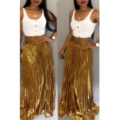 Lovely Euramerican Loose Gold Ankle Length Skirts