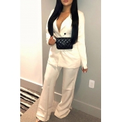 Lovely Casual Work Buttons Design White Twilled Sa