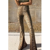 Lovely Euramerican Flared Leopard Cotton Pants