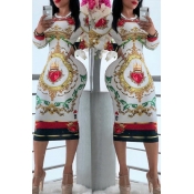 Lovely Casual Printed White Knee Length Dress