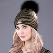 Lovely Chic Maomao Ball Decorative Gold Cotton Ble