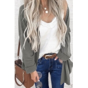 Lovely Casual Long Sleeves Grey Cardigan Sweaters