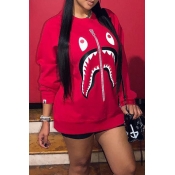 Lovely Casual Printed Red Hoodies