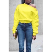 Lovely Trendy Long Sleeves Yellow Sweats