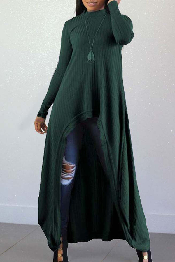 

Lovely Casual Long Sleeves Irregular Green Blending Long Sweaters
