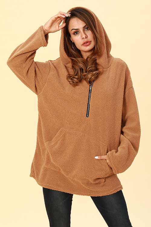 Lovely Casual Hooded Collar Light Tan Hoodies