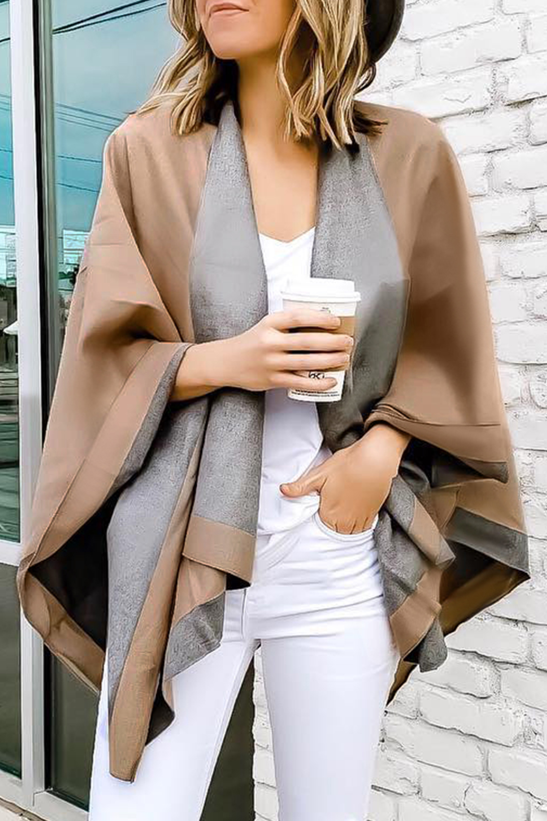 

Lovely Chic Cape Design Khaki Cardigans