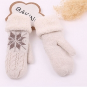 Lovely Warm Fleece Thickened White Mittens Gloves